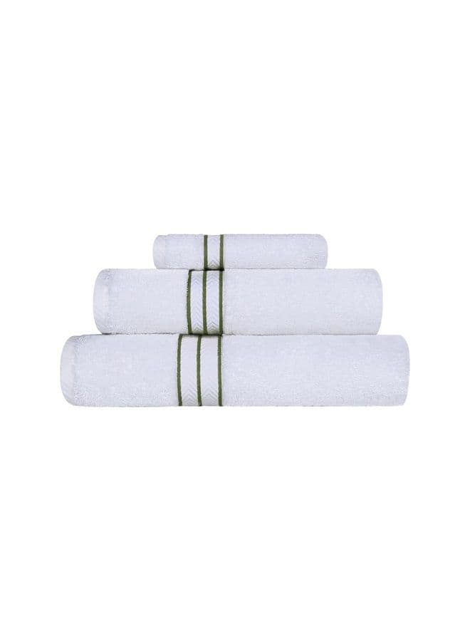 Turkish Cotton Ultra-Plush 3-Piece Towel Set, Ideal for Master Bath, Guest Bathroom, Fast Drying, Shower, Spa, Face/Washcloths, Hand, Bath Towels, Absorbent, Home Basics, Forest Green