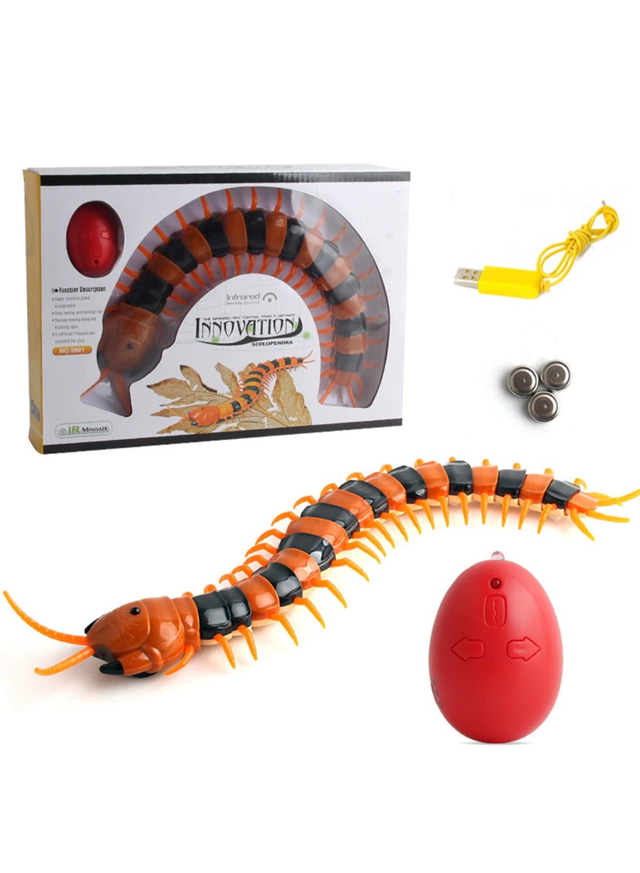 New And Unique Remote Control Toy Insect Infrared Sensor Reptile Electric Remote Control Toy (Yellow And Black Centipede)