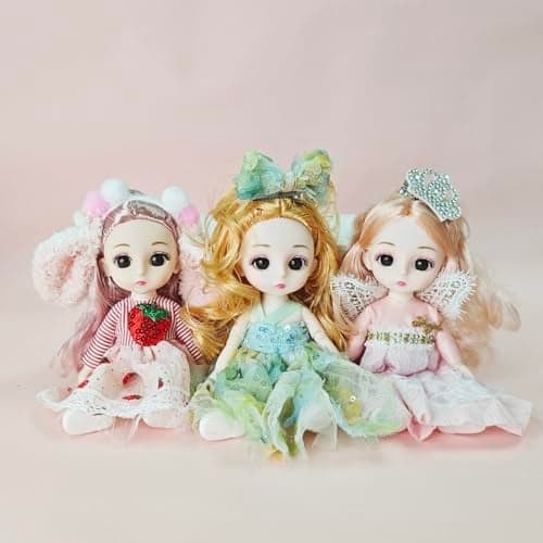TNDCKP 3 Pcs 6 Inch Princess Girl Mini Dolls Small Princess Dolls Little Girl Miniature for 3 Year Old Girls
