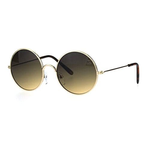 SA106 Kids Child Size Hippie Round Circle Lens Tie Dye Gradient Metal Sunglasses (brown)