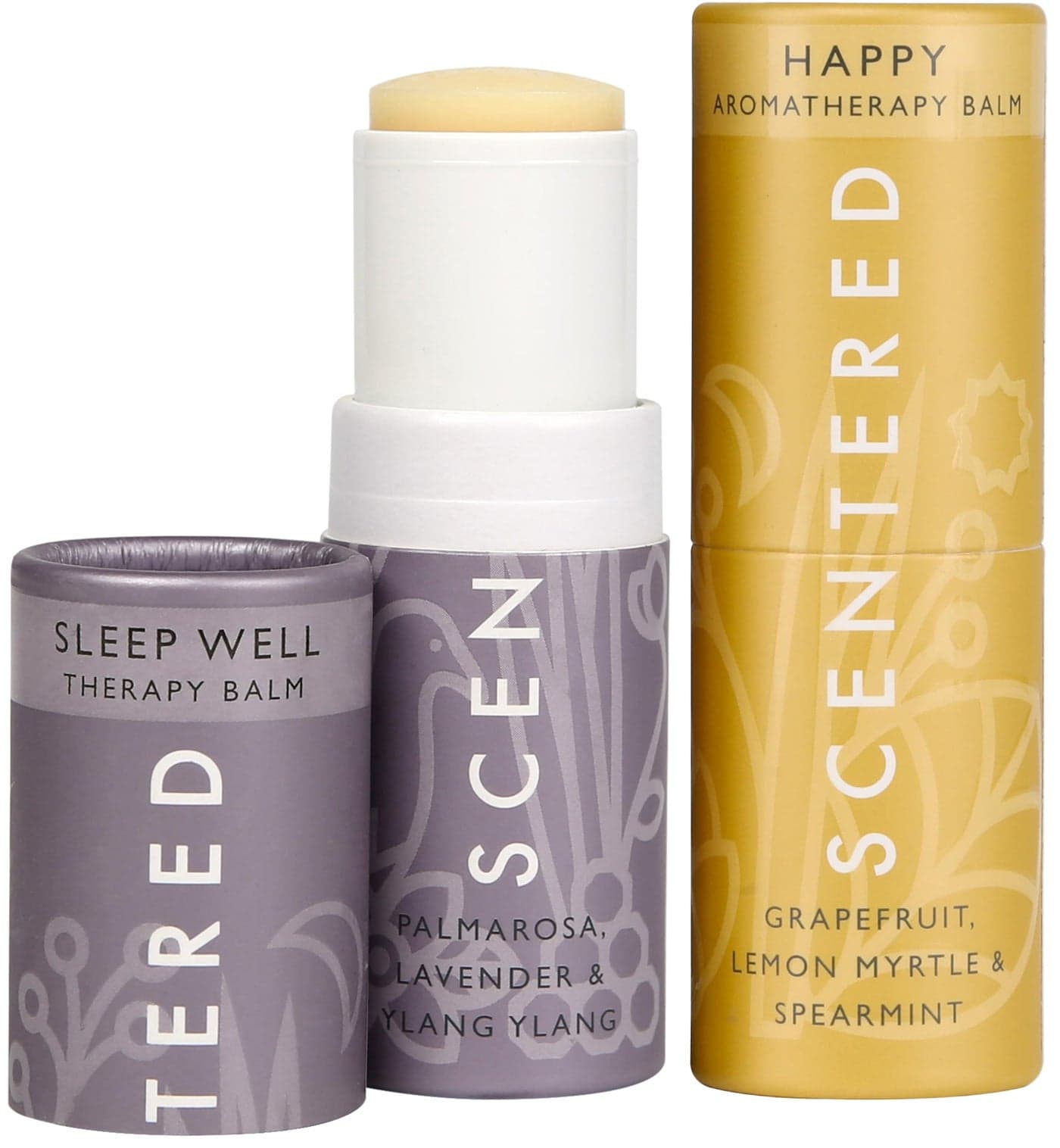 Scentered Aromatherapy Balm Stick Duo for Sleep Support Mood Boost Roll On Essential Oil Blends of Lemon Myrtle Lavender Ylang Ylang Aromatherapy Gifts for Women Sleep Well Happy