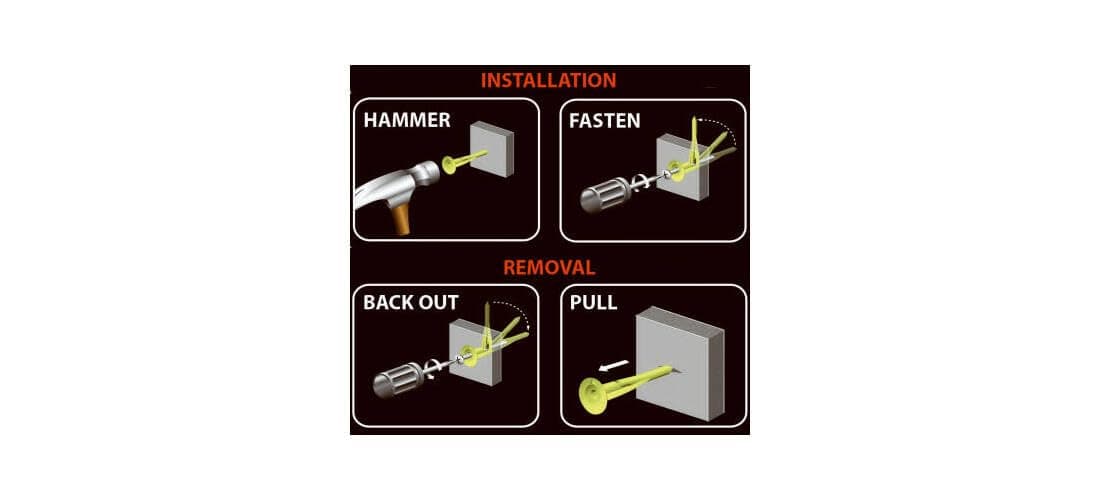 WallClaw Anchors PCK-WC4-YS Hammer-in Drywall Anchors and Screws (4 Pack)