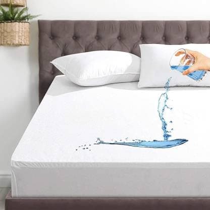 Rajasthan Crafts Cotton Terry Ultra Soft Waterproof Mattress Protector Fits Upto 8 inch Bed Breathable Hypoallergenic Mattresses Cover 75x36 inch 625x3 feet White