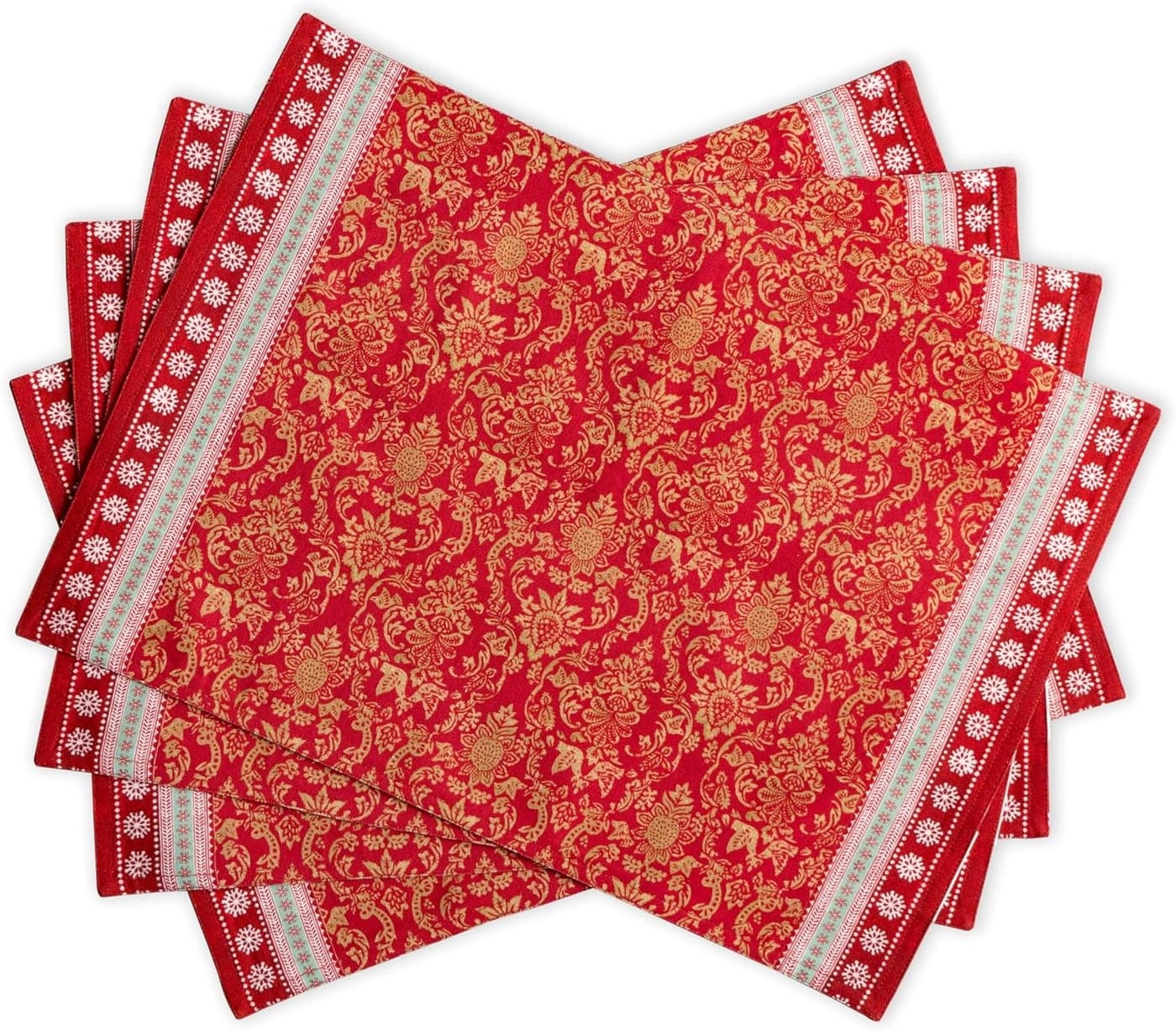 Maison d Hermine Placemats Set of 4 100 Cotton Washable Cloth Place Mats Reusable Table Mats for Kitchen Dining Decoration Party Wedding Restaurant Sofia 13 x 19