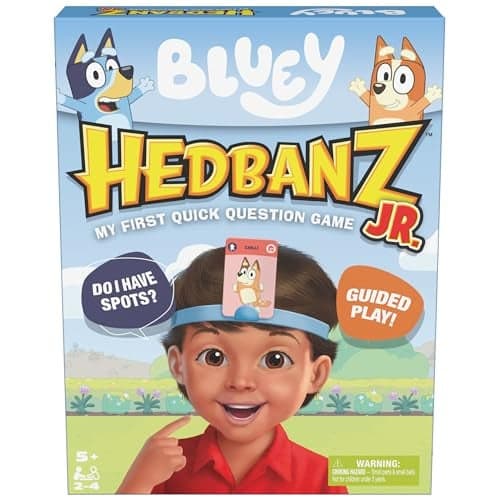Spin Master Games Bluey Hedbanz Jr Picture Guessing Card Game Includes Illustrations from Bluey Easy to Play for Family Kids 24 Players for Ages 5 Up
