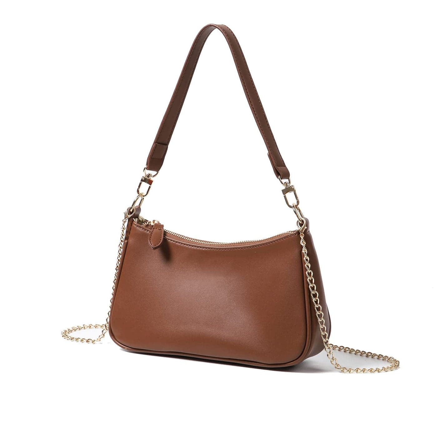Clutch Tote Handbags with 2 Removable Straps and Zipper Closure Crossbody Bags Shoulder Purse Handbag for Women Brown