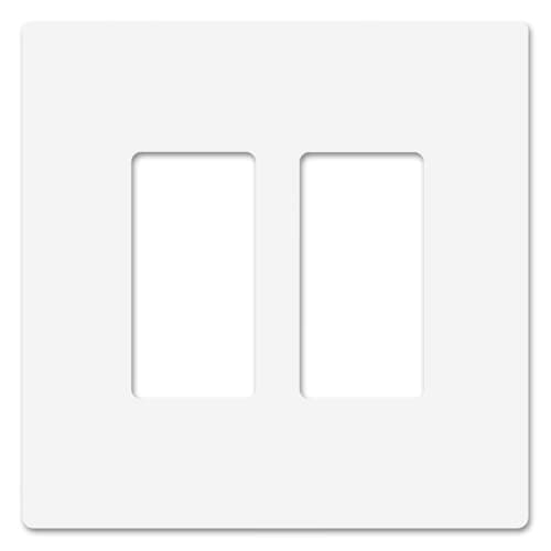 Art Plates - OVERSIZED Screwless Child Safe Switch Plate - 5.5" x 5.5" - Jumbo 2 Gang Decorator GFCI Style - Unbreakable Polycarbonate - Two Gang Screwless Light Switch Cover Plate - Glossy White