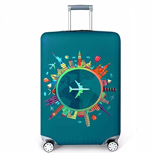MosaiRudo Thicker Luggage Cover Elastic Suitcase Cover Protector Fits 18-32 Inch Suitcase Travel Accessories (World Travel, XL)