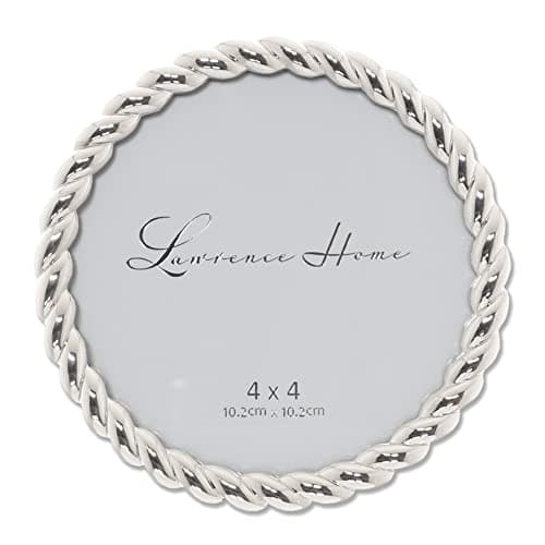 Lawrence Frames Rope Design Metal Frame, 4x4 Round, Silver