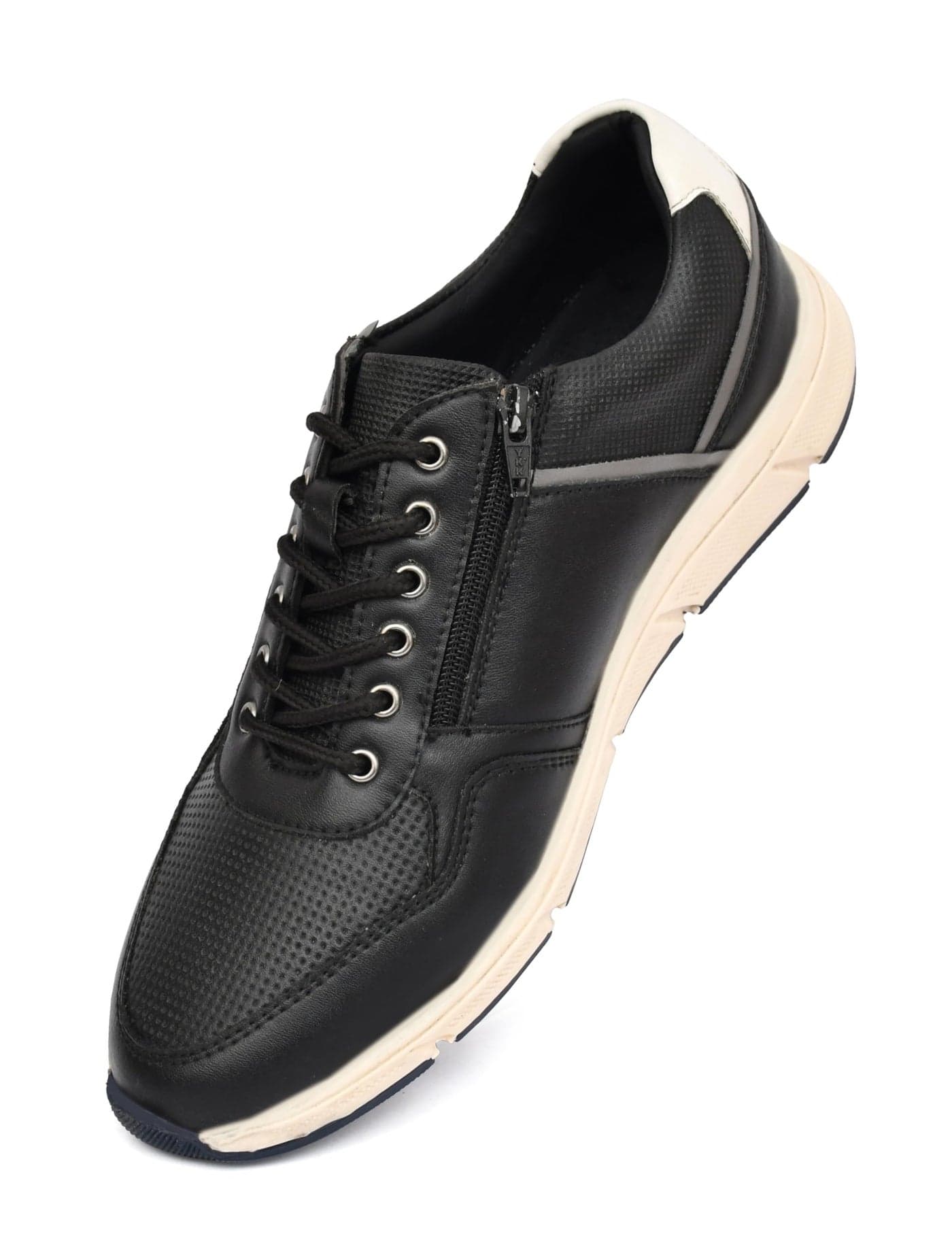 HEALTH FIT Hybrid Sneakers/Sports Casual wear with Lace & Zip Super Extra Soft Cushioning Insole Running Walking Comfortable and Stylish Mens/gens shoes-141 BK UK-9 Black