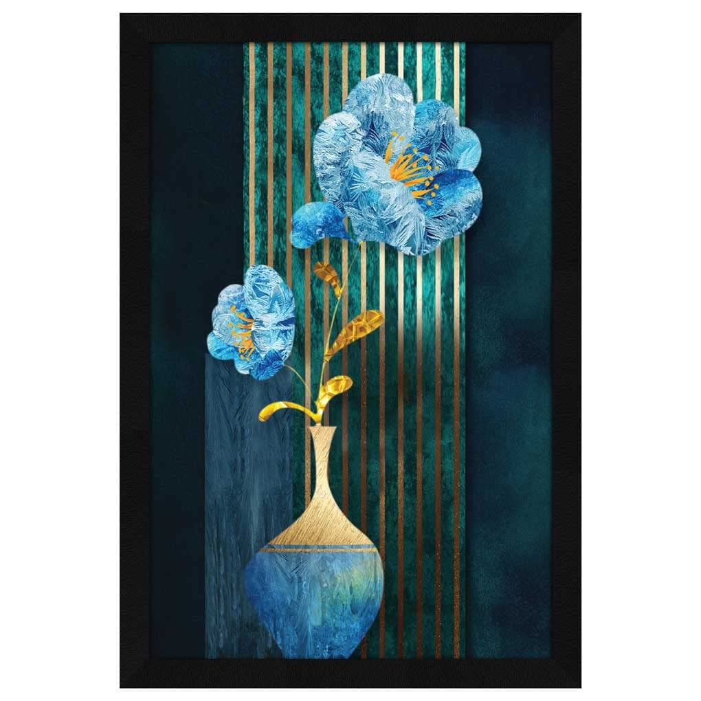 ArtX Paper Flower Vase Framed Wall Art Painting wall decor for living room Multicolor Floral 125 X 185 inches BlueGold