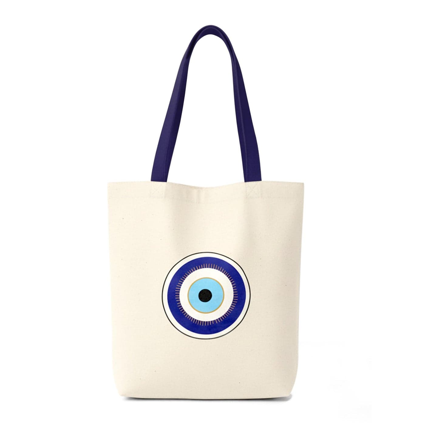ECOCARRY Cotton Tote Bag for Women | Stylish Floral Printed Canvas Shoulder Handbag | Casual Ladies Tote for College, Office, Daily Use, Shopping, Travel & Beach (Evil- Eye, Off-White)