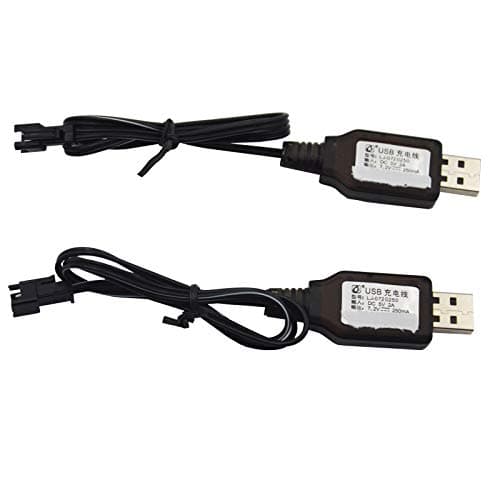 Blomiky 2 Pack 7.2V USB Charger Cable with SM-2P Connector Plug Replacement for 7.2V Ni-Cd Ni-Mh Battery Previous Old Version Huina 1550 15 Channel RC Excavator RC Cars Toy SM 2P USB 7.2V 2