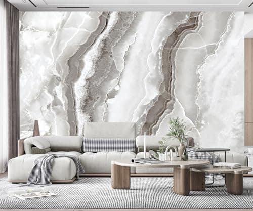YQWDMX Gray Simple Marble Bedroom Wallpaper Mural Mural47 M 140 Wx102 HNot Peel and Stick