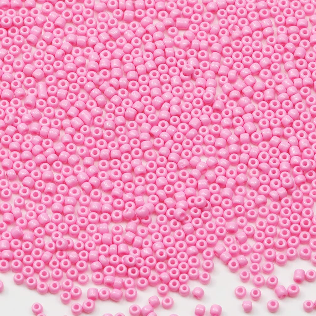 Tibaoffy Size 80 Crafts Glass Seed Beads 3mm Pink Beads for Jewelry Making Total About 100g About 3600pcs