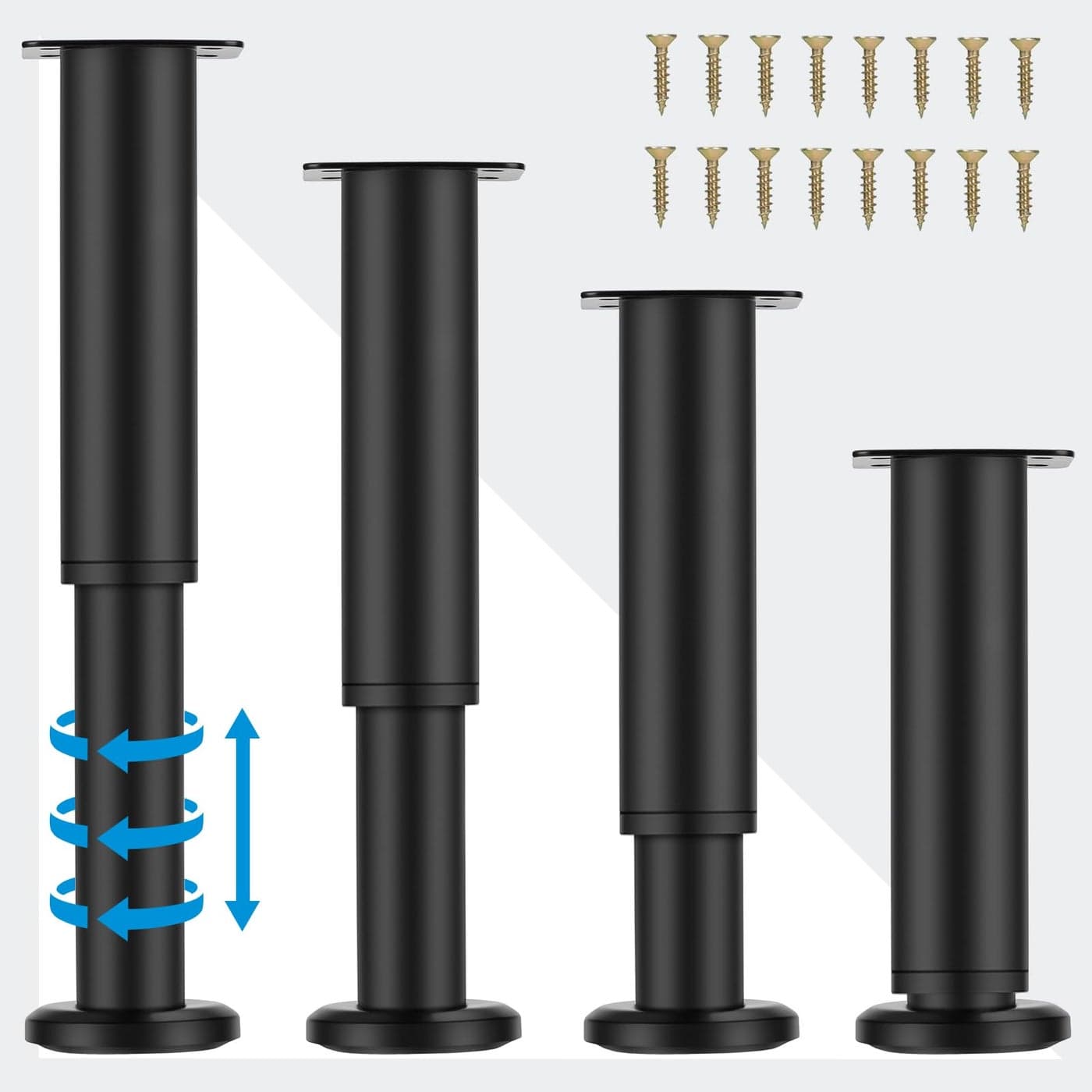 KONIGEEHRE Upgraded 4 PCS Metal Adjustable Furniture Legs 7118 inch Heavy Duty Cabinet Legs Extension for CouchBedDeskSofaTableChairDresser Replacement Legs for Furniture Black