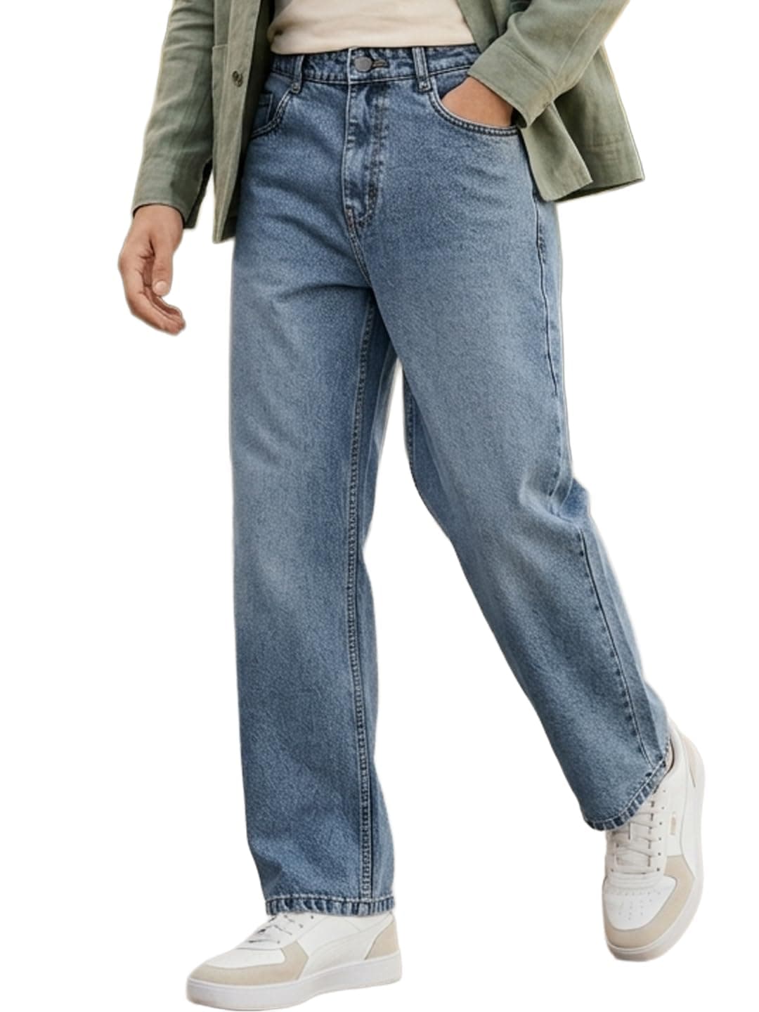 Urbano Fashion Men's Blue Loose Baggy Fit Washed Jeans Non-Stretchable (jeanlstowl-mblue-30)