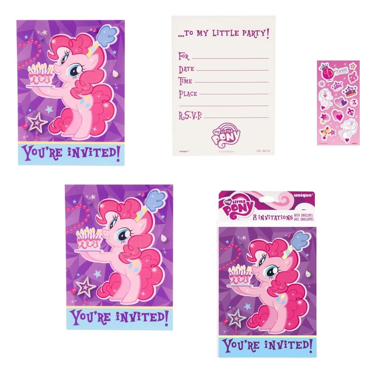 Unique My Little Pony Party Supplies Bundle Pack includes 24 Party Invitations with Envelopes