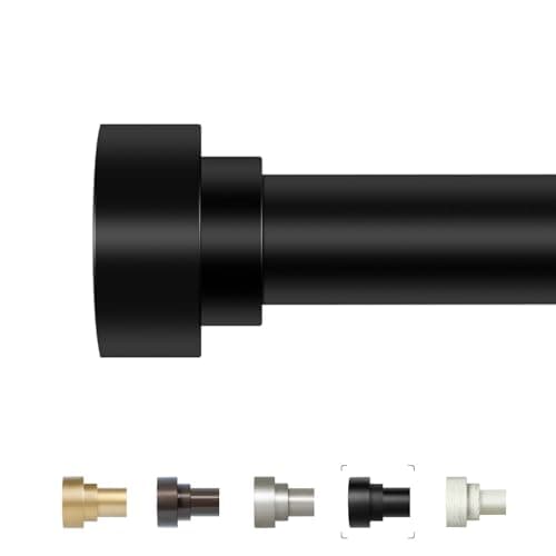 Black Curtain Rods for Windows 28 to 48 Inch(2.3-4ft),1 Inch Diameter Heavy Duty Curtain Rods,Adjustable Curtain Rod,Modern Decorative Drapery Rods,Telescoping Window Curtains Rod 18-45",Matte Black