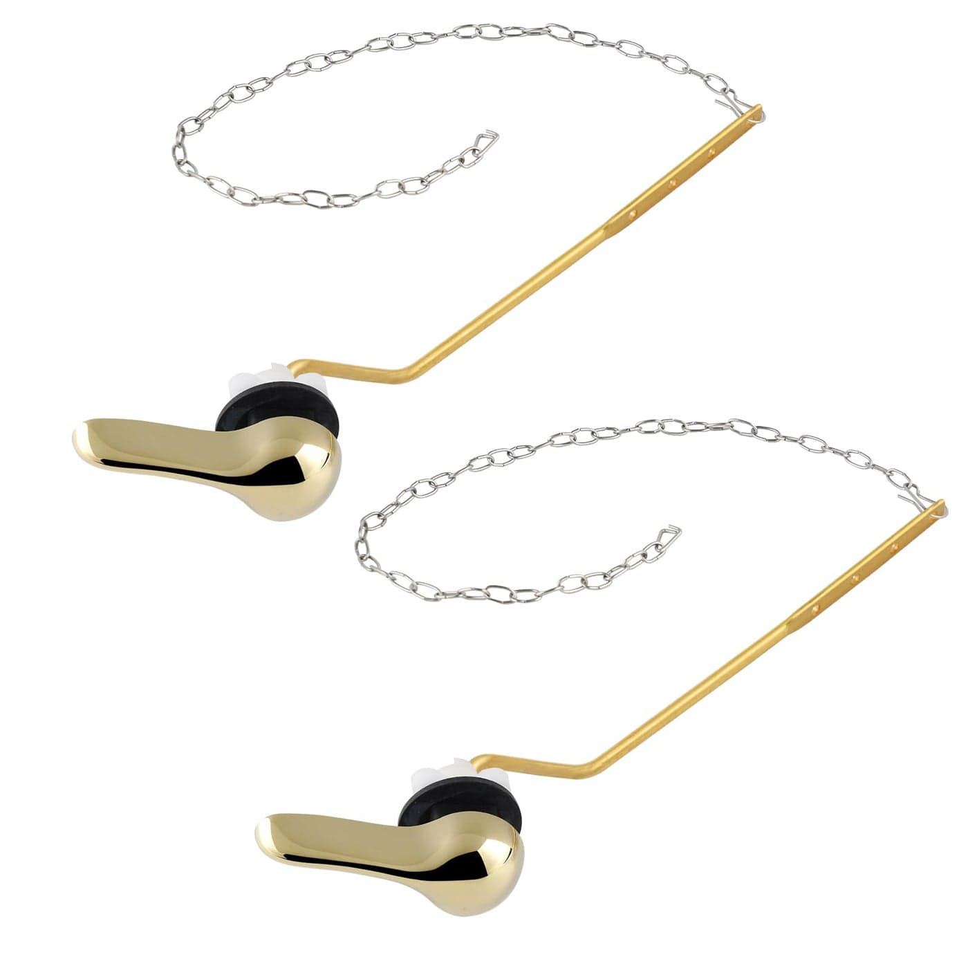 iFealClear 2 Pack Universal Polished Gold Toilet Handle Replacement Kit SideAngle Mount Metal Toilet Tank Flush Lever Replacement Solid Brass Toilet Trip Lever Fits Most Toilets Shinny Gold