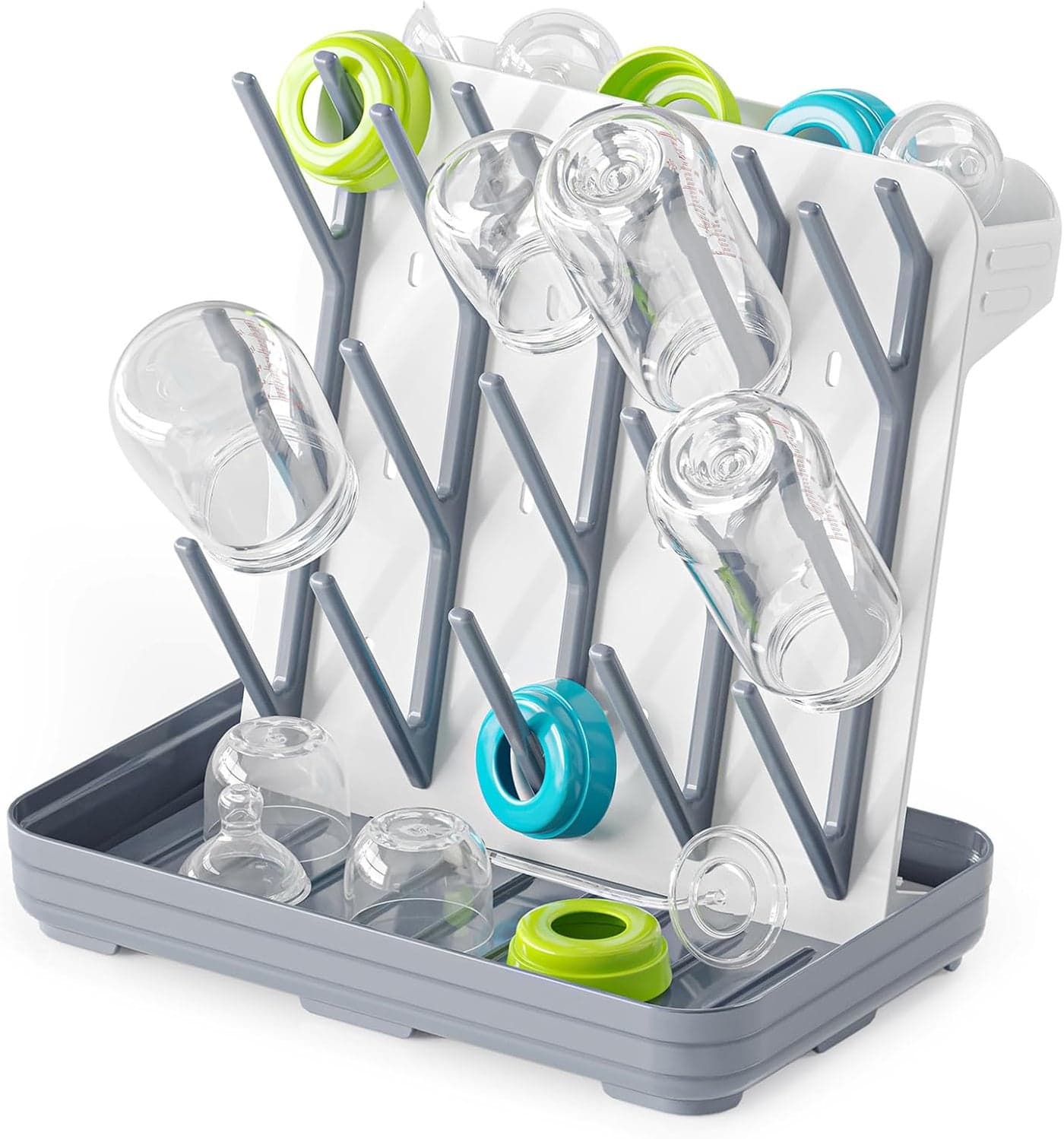 SpaceAid Baby Bottle Drying Rack with 20 Hooks Space Saving Kitchen Bottles Rack Dryer Vertical Baby Bottle Holder Organizer for Countertop Storage Accessories White and Gray