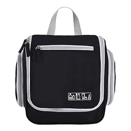 Keetly Travel Makeup BagPortable Small Toiletry Bag with Hanging Hook Cosmetic Bag WaterproofTravel Mekeup Case for Girls and Women Makeup OrganizerMen Toiletry Bag Black