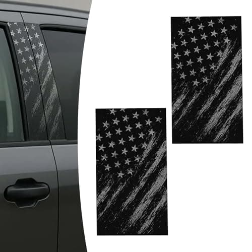 Yidcidu 2PCS Car B Pillar Stickers Waterproof Scratchresistant Vehicle Pillar Protective Sticker Aged American Flag Patriotic Decal for Car Door Laptops Wall Black