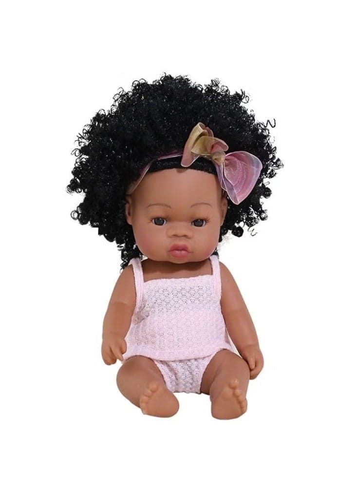 New African doll Children's girl doll toy Brown skin model.