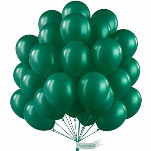 PartyWoo Dark Green Balloons 50 pcs 12 Inch Pearl Hunter Emerald Forest Green Balloons for Baby Shower Graduation Christmas Jungle Safari Birthday Party Decorations GreenZ01