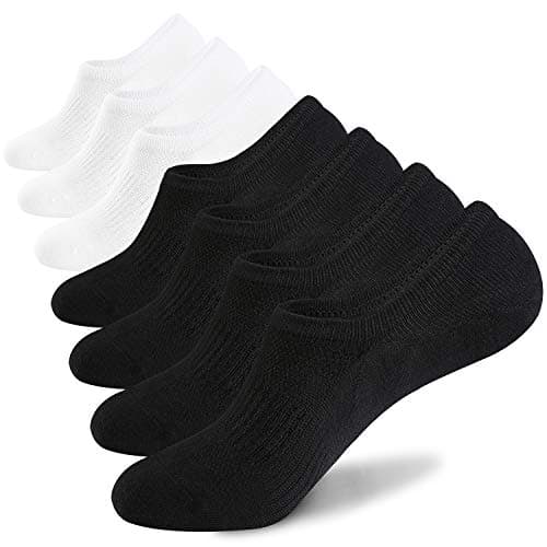 WANDER No Show Socks Mens 7 Pairs Cotton Thin Non Slip Low Cut Mens Invisible Casual Socks (4black+3white, Size 9-11)