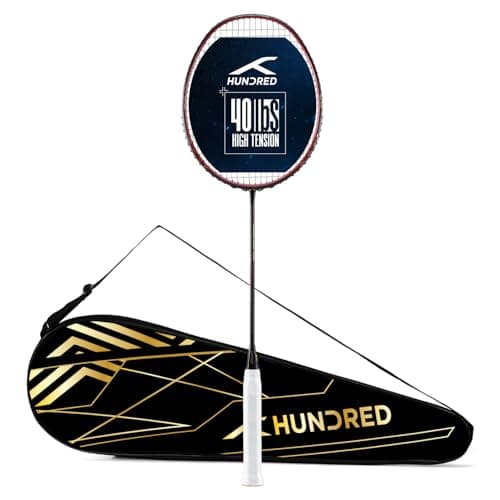 Hundred Predator Pro Strung Badminton Racket with Full Cover | Maximum Tension ≤40lbs | | 5U (79 Grams) | Black/Red