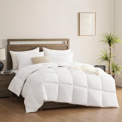 ACCURATEX Queen Duvet Insert Comforter,100% Cotton Shell, 400GSM Thick Fluffy Down Alternative Comforter,Breathable Soft White Hotel Bed Duvet Insert with Corner Tabs(90''x90'')