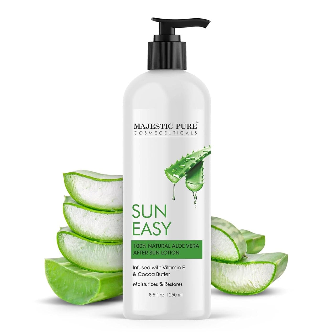 Majestic Pure Sun Easy Lotion with Vitamin E Cocoa Butter Nourishing Moisturizing Quick Absorbing Lightweight Non Greasy For All Skin Types For Women Men 85 Fl Oz
