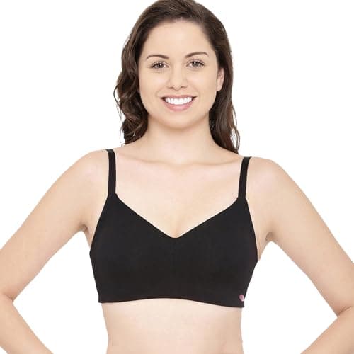 Enamor Non-Wired Fixed Strap Non Padded Womens Every Day Bra (Black, 36B)