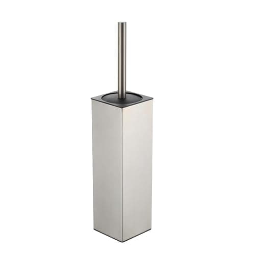 BGL Toilet Brush and Holder Set Brushed Nickel Aluminium Freestanding Toilet Bowl Cleaner Brush and Holder for Bathroom Storage and Organization Square Design Sturdy and Space Saving