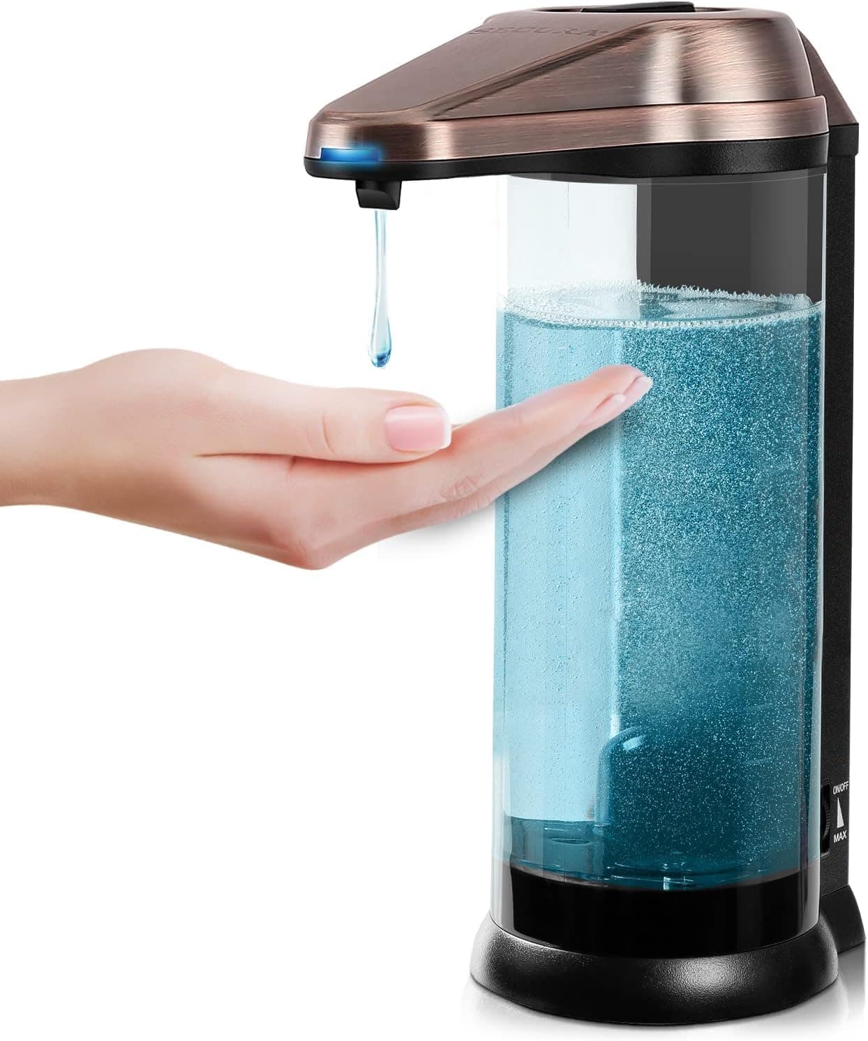 Secura 17oz Automatic Liquid Soap Dispenser Touchless Battery Operated Hand Soap Dispenser with Adjustable Soap Dispensing Volume Control Dial Personal Care Dispenser Antique Copper