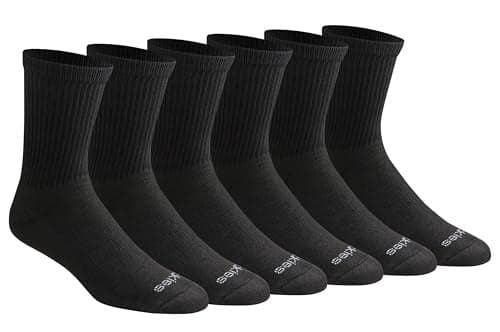Dickies Men's Dri-Tech Mid-Crew Comfort Length Moisture Control Socks, Available in M-XL (6, 12 Pairs), Comfort Length Black Solid (6 Pairs), Large