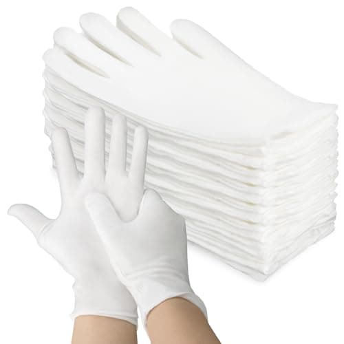 5 Pairs White Cotton Gloves Breathable Cotton Gloves for Dry Hands Sleeping Inspection Coin Handling Reusable Soft Cloth Glove for Eczema Spa Moisturizing Hands High Elasticity Women and Men