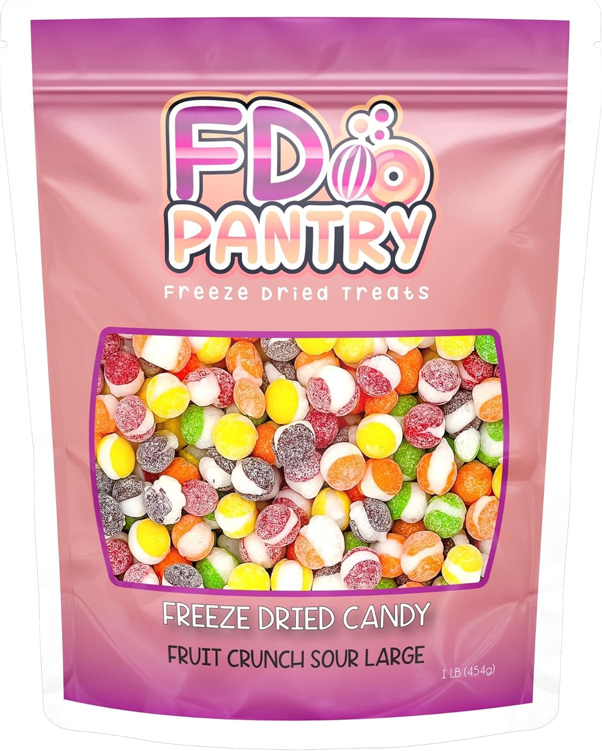 FD Pantry Fruit Crunch Sour Freeze Dried Candy Variety Pack - 16oz Assorted Sour Flavors in Resealable Pouch