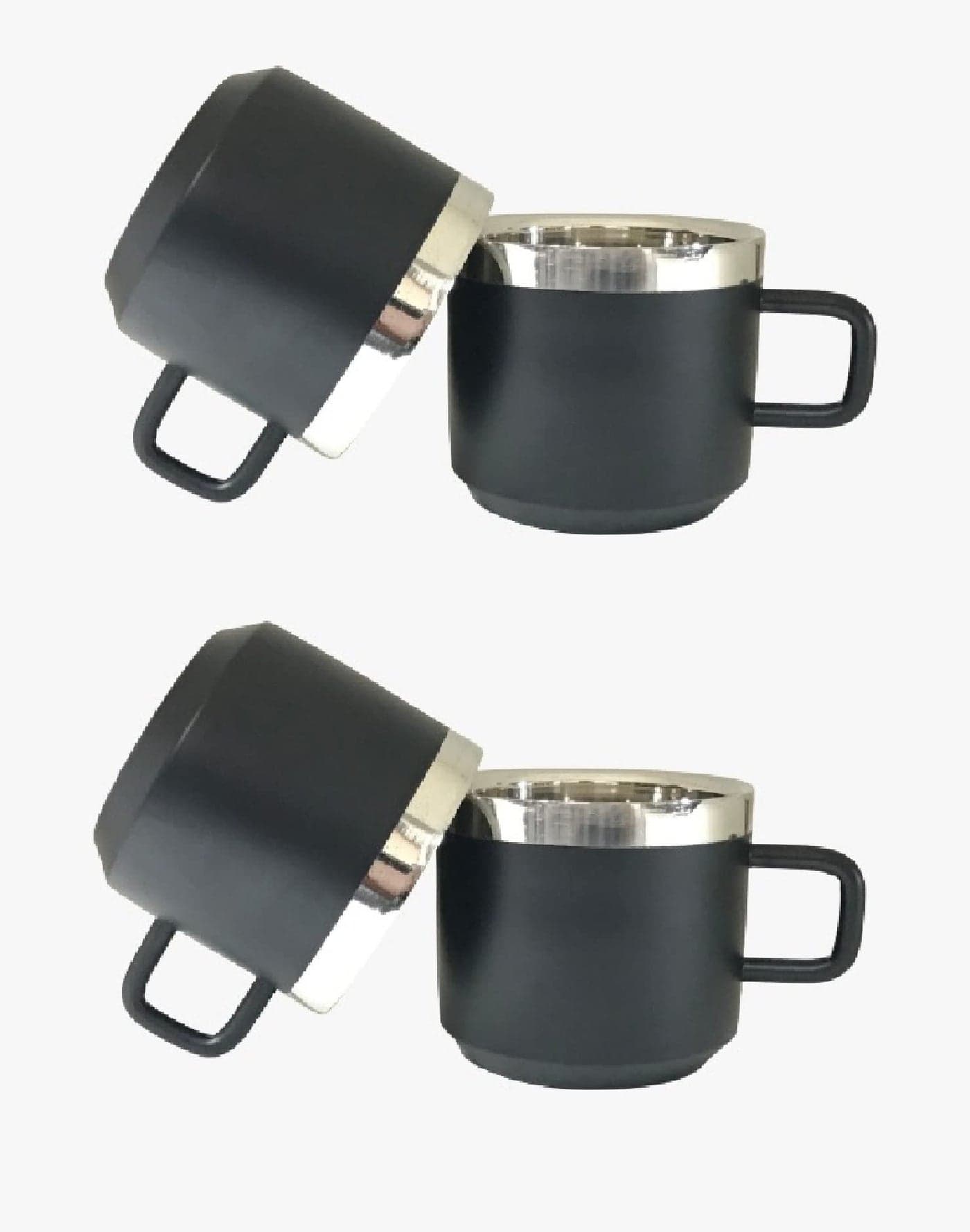 Dynore Stainless Steel Black Matte Tea Cups- Set of 4 Capacity- 100 ml