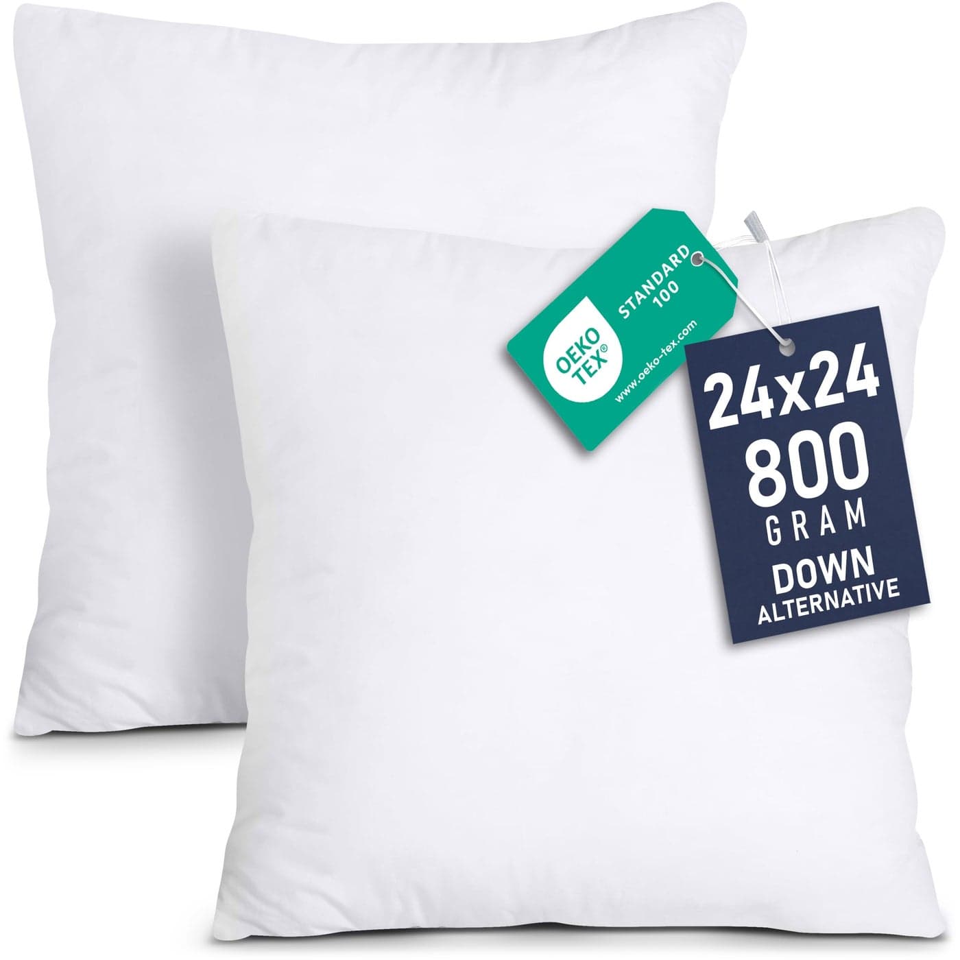 Utopia Bedding Throw Pillows Insert Pack of 2 White 24 x 24 Inches Bed and Couch Pillows Indoor Decorative Pillow