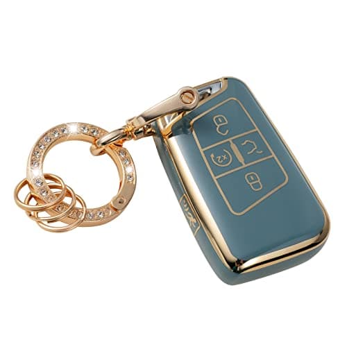 Gematay for VW Volkswagen Key Fob Cover with Keychain, Key Shell Cover Holder for Volkswagen Tiguan Atlas Jetta Passat Golf Alltrack Smart Remote Control, Blue
