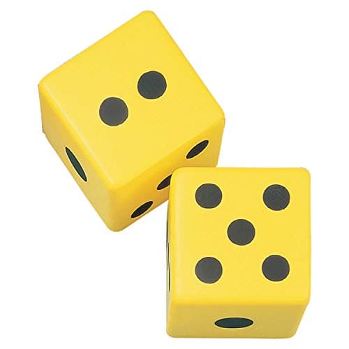 Champion Sports 6 Inch Coated Foam Dice Yellow Set of 2 Dice