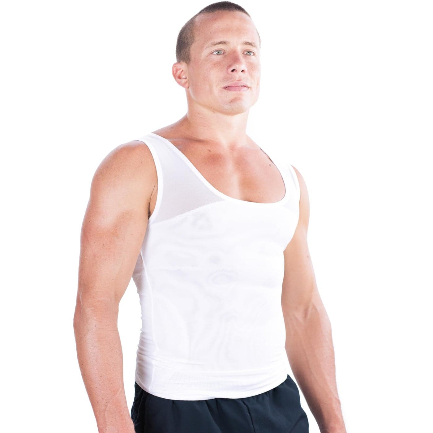 Esteem Apparel Original Men's Chest Compression Shirt to Hide Gynecomastia Slimming Shapewear (White, X-Large)