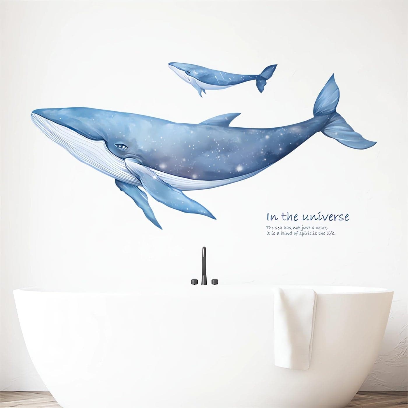 Blue Whale Wall Stickers sacinora Cartoon Sea Animal Wall Decals Removable Vinyl Peel and Stick for Nursery Living Room Bedroom Bathroom Childrens Room Playroom Art Decorations