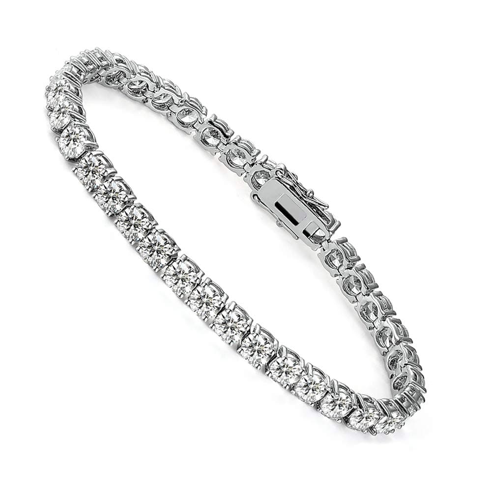 MDFUN 18k White Gold Plated 6MM Cubic Zirconia Tennis Bracelet for Women and Men 7.5 inches