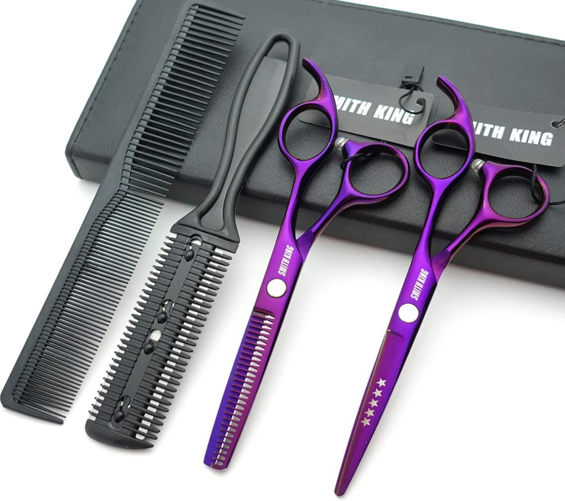 55 Inches Hair Scissors with Thinning Comb Hair Cutting Shears Thinning Shears Set for Professional and Personal Violet