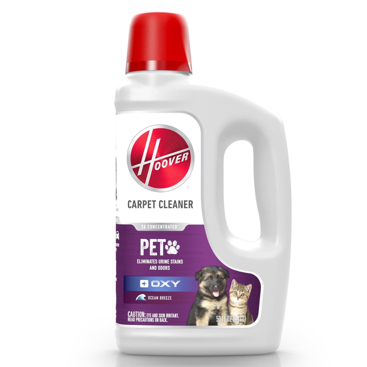 Hoover Oxy Pet Carpet Cleaner Solution, 50 oz., Ocean Breeze Scent, Deep Cleaning Carpet Shampoo Solution, Eliminates Urine Stains and Odors, Pair Carpet Cleaner Machine