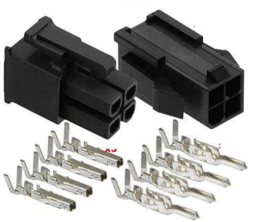 Molex 4-Pin Black Connector Pitch 4.20mm.0165" w/18-24 AWG Pin Mini-Fit Jr ™ (3 Match Set)