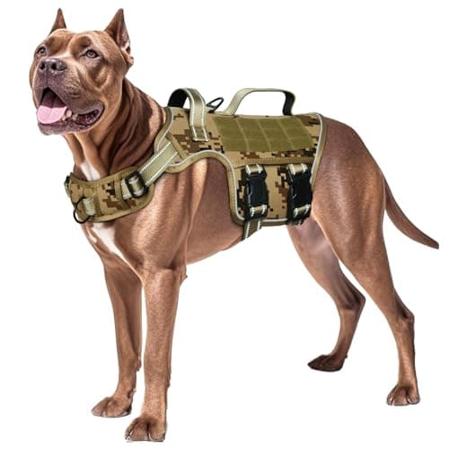 Dog Harness for Large Dogs Heavy Duty, No Pull Tactical Dog Harness with Molle System, Easy On and Off Service Dog Vest, Breathable Padded, Adjustable Reflective Pet Vest for Walking Hiking Training